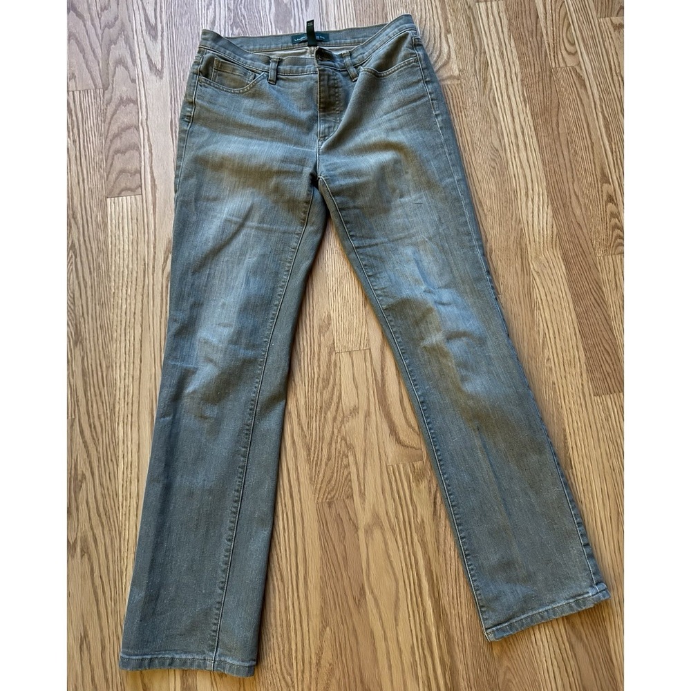 Lauren‎ Ralph Lauren Olive Green Straight Leg Jeans Size 8 LRL Stretch Denim